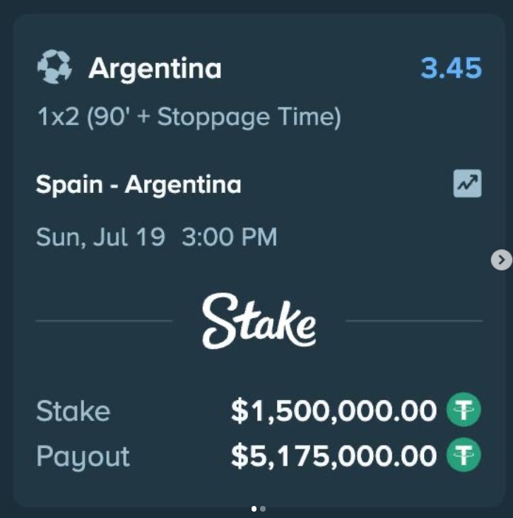 Screenshot of Drake's Argentina wager. Source: Instagram
