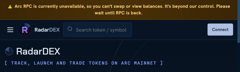 RadarDEX's warning. Source: RadarDEX